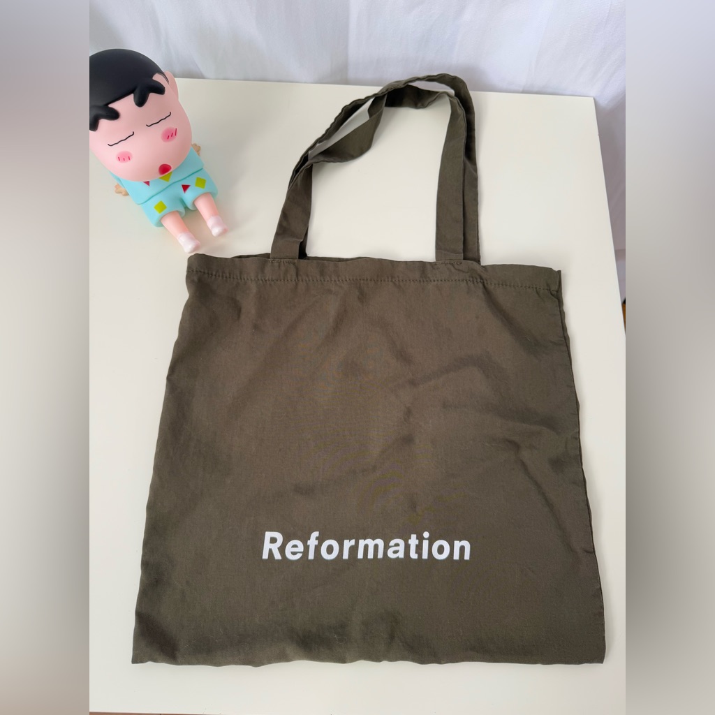 Reformation Green Tote Shopping Canvas Bag